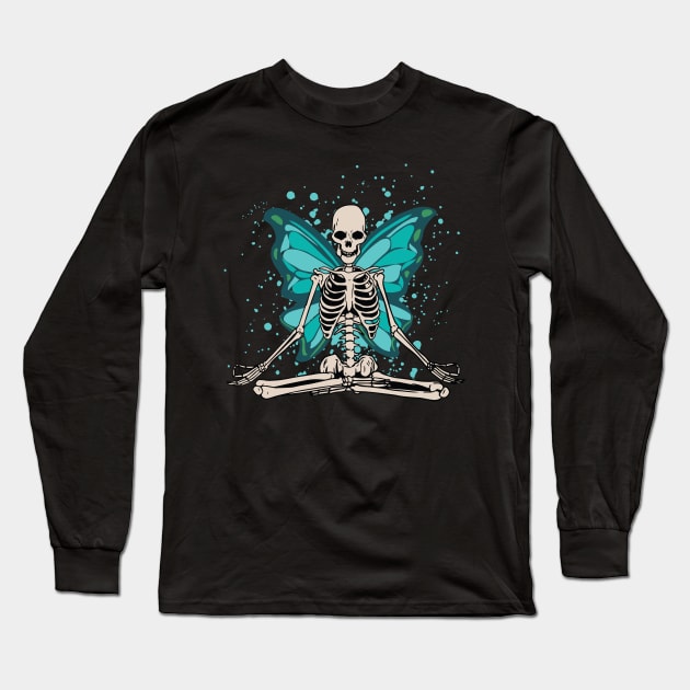 Grunge Fairycore winged skeleton graphic Long Sleeve T-Shirt by Graphic Duster